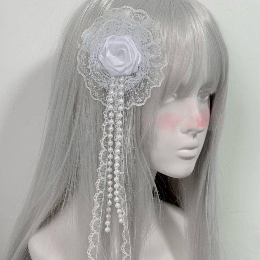 Frilled Lace Headband Rose Flower Frilled Headdress New Gothic Lolita Headband  Women Hair