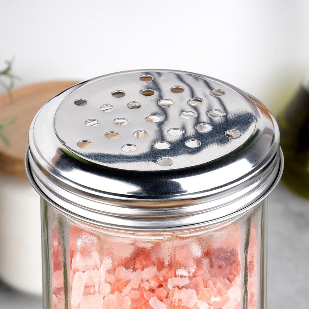 Duży Pojemnik Szklany z Sitkiem na Przyprawy Cukier Puder Parmezan Posypki