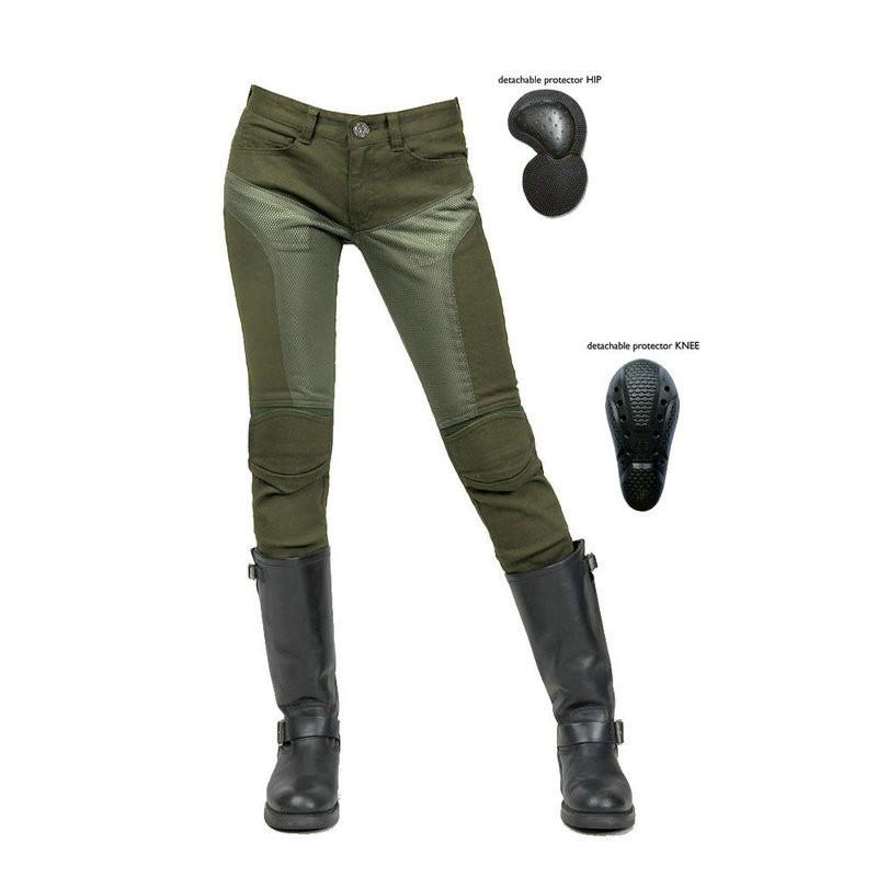 Motorcycle Jeans Racing Shoes Slim Fit Ventilated Mesh Breathable Riding Pants Kneepads Adjustable Up Down