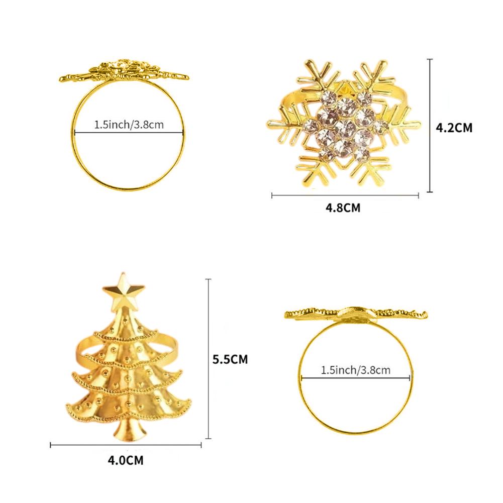 Set of 12 Napkin Rings with Snowflake and Christmas Tree Patterns for Seasonal Table Decor and Holiday Celebrations