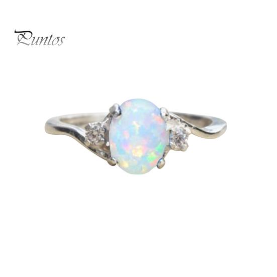 Fashion Exquisite Opal Alloy Charm Ring Women Bride Wedding Engagement Jewelry