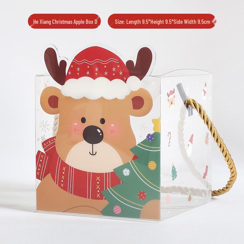3D Christmas Eve Apple Box - Cartoon Transparent Gift Packaging