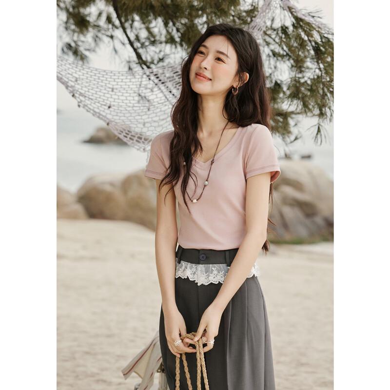 Women's V-Neck Pure Cotton T-Shirt