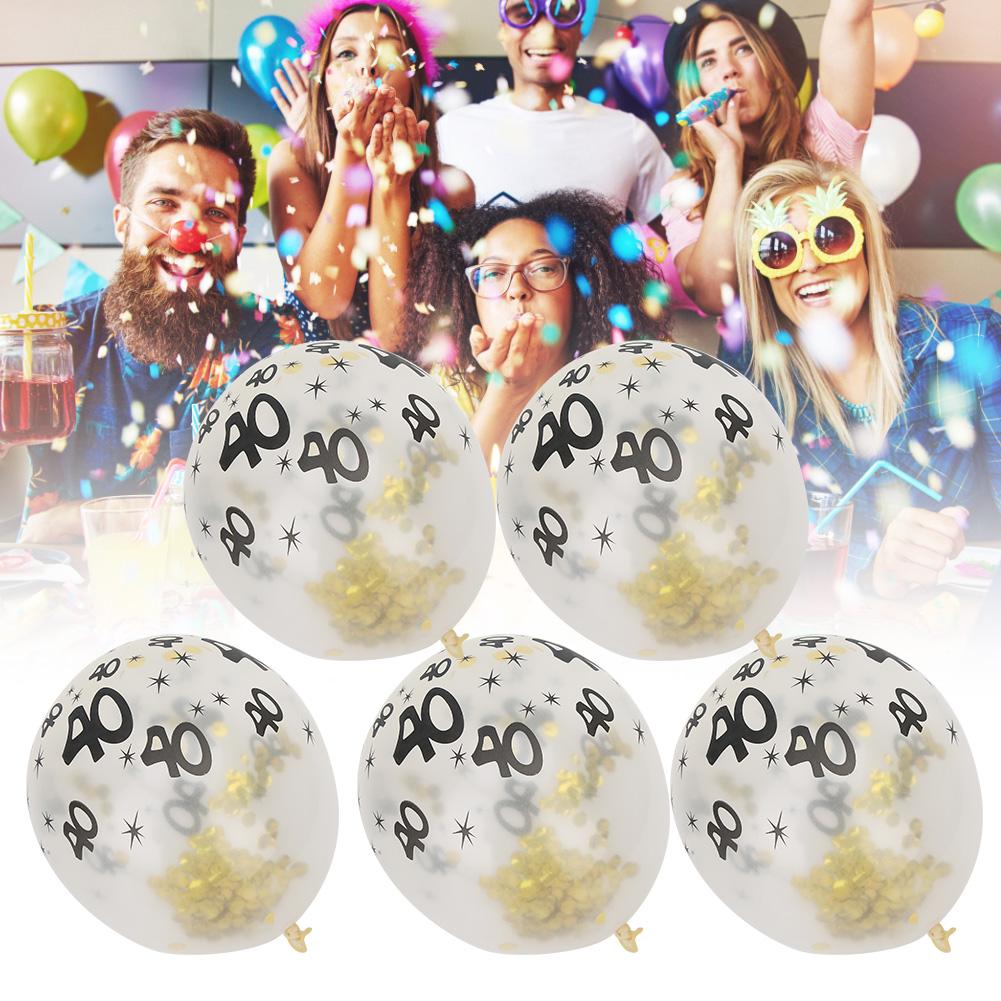 10Pcs Latex Transparent Balloon with Nnumber 40 Pattern for Birthday Party Wedding Anniversary Decorate
