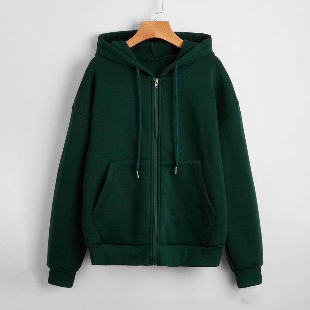 Felpe con cappuccio da donna autunnali, primaverili, moda casual, cardigan, felpe con coulisse, stile coreano, felpe tinta unita con zip
