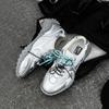 MraMen's Shoes Designer Brand Silver Comfortable Breathable Mesh Double Shoelaces Moral Training Shoes Men's Casual Sports Shoes