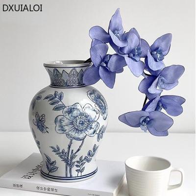 Jingdezhen keramisk vas Blå och vit porslinsvas Hydroponisk blomsteranordning Heminredningstillbehör Skrivbordsprydnader