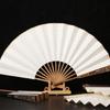 Blank Rice Paper Sprinkle Wood Handle Elegant Hand Folding Stage Fan