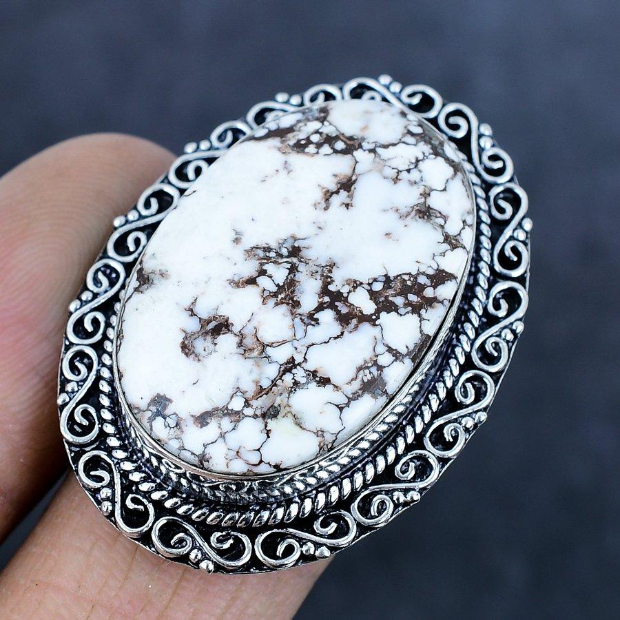 Natural Wild Horse Gemstone 925 Sterling Silver Jewelry Ring Size 7 S5g09