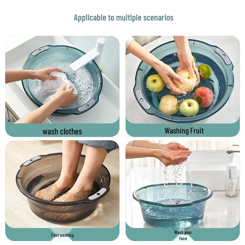 Large Durable Transparent Plastic Household Basin for Face Washing, Laundry, and Kitchen Use