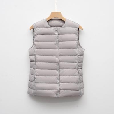 Women's Lightweight Down Vest - Sleeveless, Short, Round Neck, Ideal for Autumn and Winter