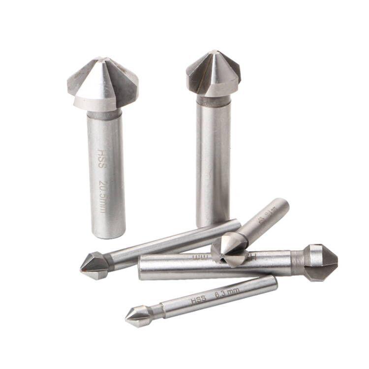 6-Piece 90° Titanium-Plated Three-Blade Chamfering Drill Set for Woodworking