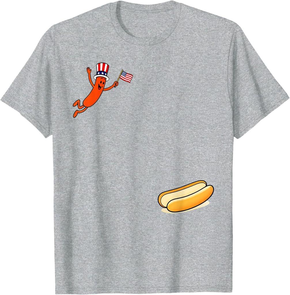 Hotdog Freedom Dive Funny Uncle Sam Hot Dog Jumping Into Bun Unisex T-Shirt and kids tshirt, Unisex T-Shirt and kids tshirt