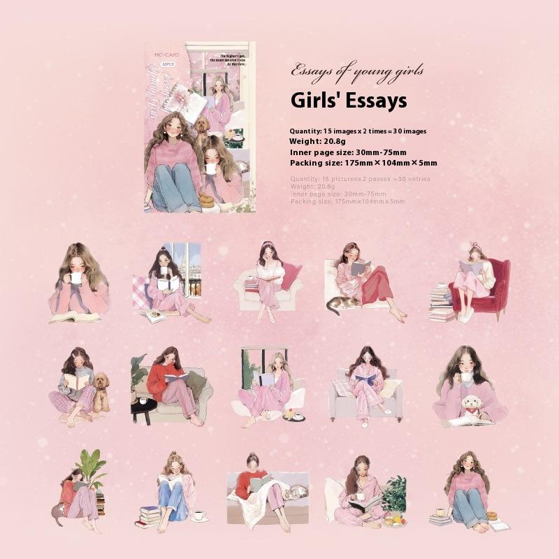 30 ks/balení Estetické nálepky Štítky Čtenářka Samolepky Dekorativní Deník Album Materiál Scrapbooking Potřeby