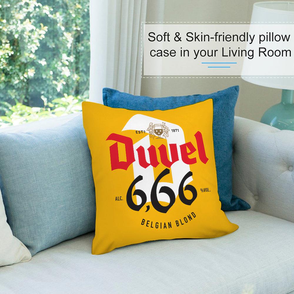 D-Duvel Beer Design Pillow Case Short Plush Pillow Covers Sofa Decorative Gift Home Double-sided Printing Cushion Cover