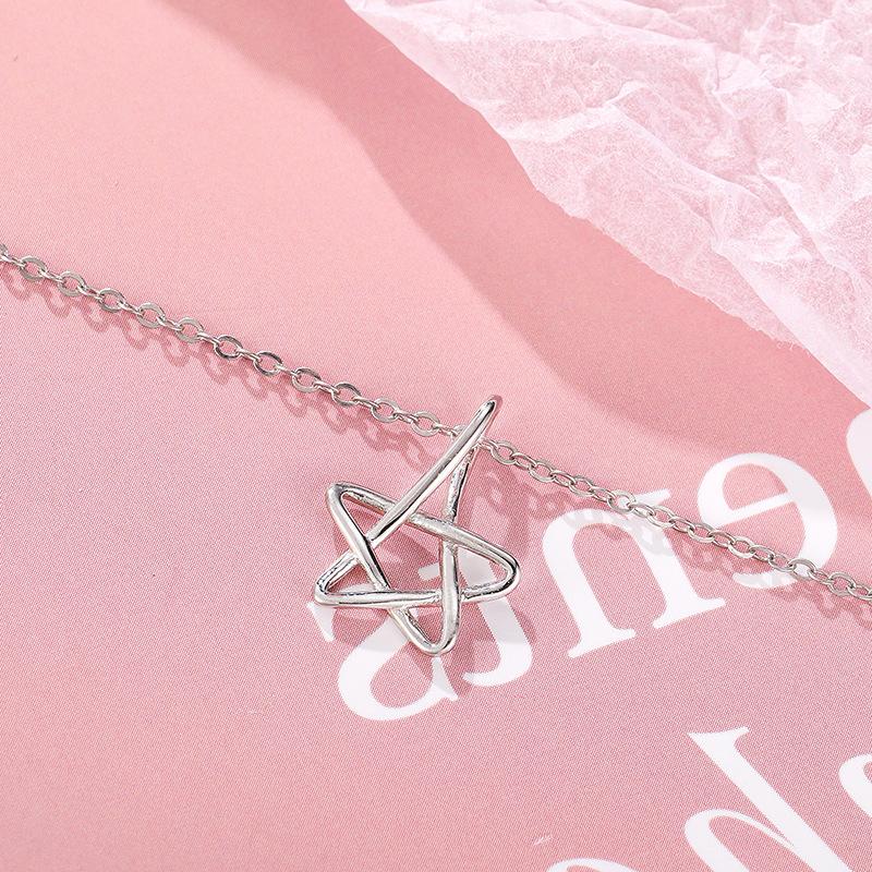 Pandantiv cu stele goale simple din argint S925, bijuterii clasice din argint cu stea cu cinci colțuri, în stil coreean, pentru femei