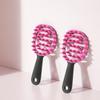 Pink-Black Silicone Long Handle Scalp Massager Brush - Soft Shampooing Tool for Anti-Dandruff & Itch Relief, Portable Massage Comb