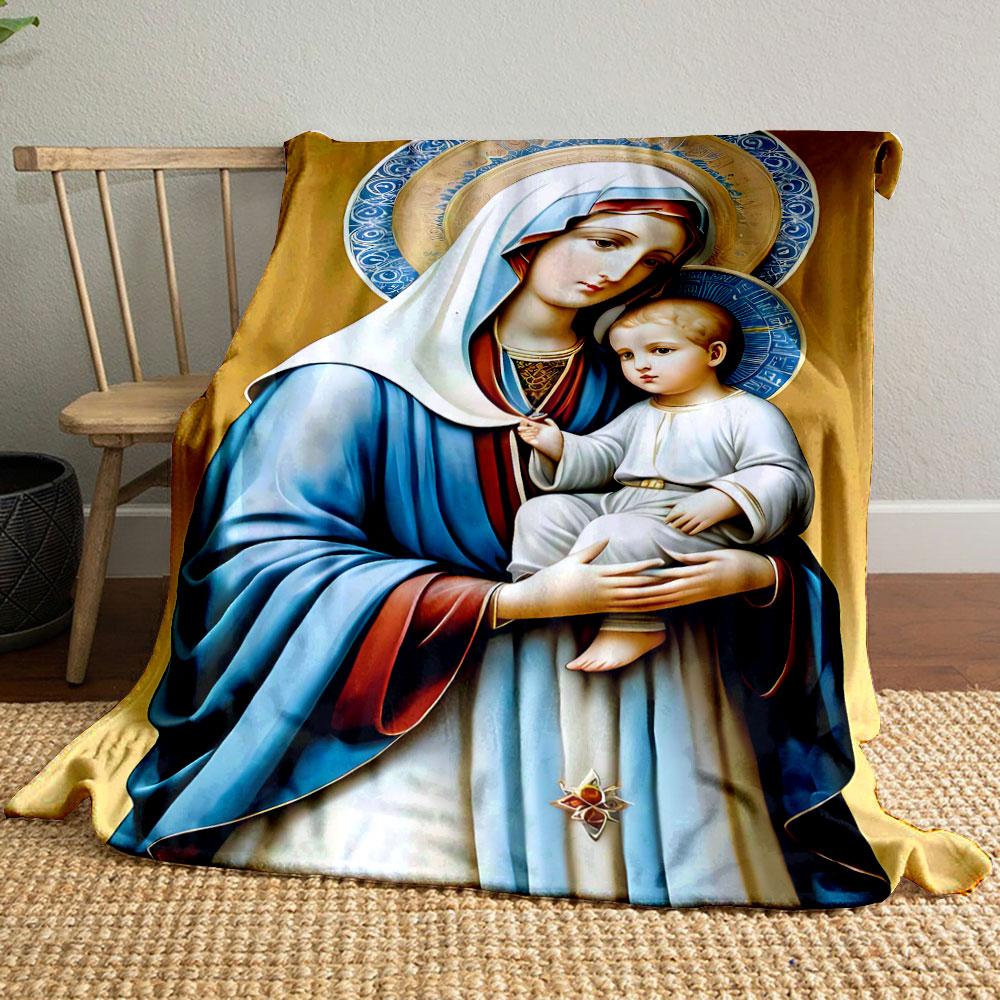 

Religious Madonna Child Throw Blanket Printed Blanket for Living Room Bed Couch lunch break Soft Cozy Blanket for Friend s festival Gift 80cm x 120cm