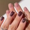 24PCS False Nail Contrast-color Pattern Coffee Glittering Tips Reusable Artificial Nail For Wedding Event Daily Wear