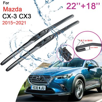 Front Windshield Wiper Blades for Mazda CX-3 CX3 2015 2016 2017 2018  ~ Rubber Snow Scraping Frameless Car Accessories
