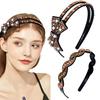 Purple Rhinestone Headbands for Women Crystal Floral Bejeweled Hairbands Double Row Non-Slip Hair Hoop (A-purple)