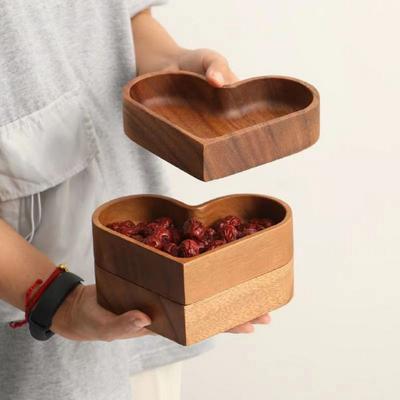 Wooden Tray Multi-purpose Snack Nut Tray Stackable Heart-Shaped Serving Tray Dining Table for Household