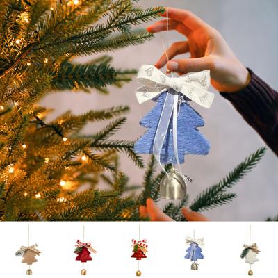 Christmas Bell Decoration Xmas Tree Bow Bell Pine Hanging Ornaments Jingle Bell