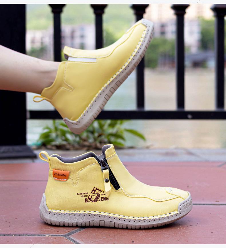 Women's Plus Size Soft Sole Ankle Boots - Spring Hand-Stitched Martin Style Casual Mom Shoes