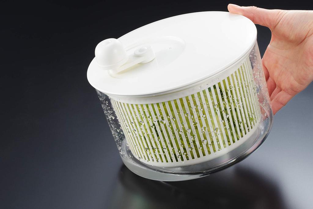 Yoshikawa Vegetable Drainer Salad Spinner Balibari Salad 196 x Height Made in Japan Gift Wrapping Specification SP1194 (Diameter 170mm)