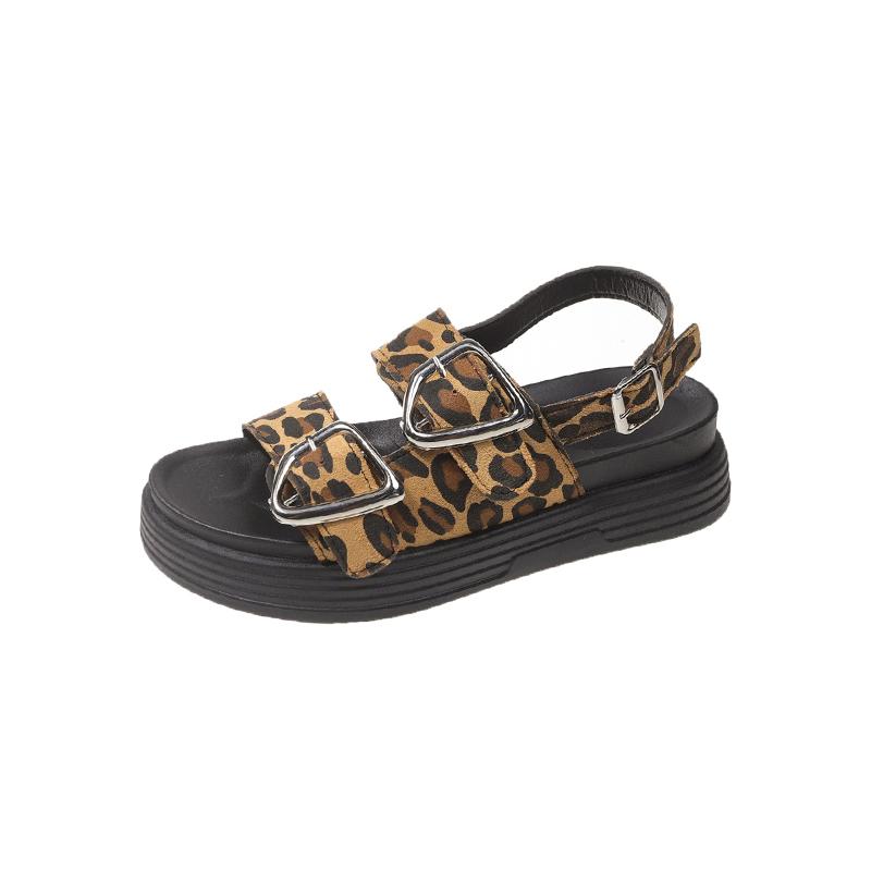 

Женская пляжная обувь Повседневные сандалии Натуральная обувь Сандалии с открытым носком Модная женская леопардовая обувь Верхняя одежда 35 леопардовый