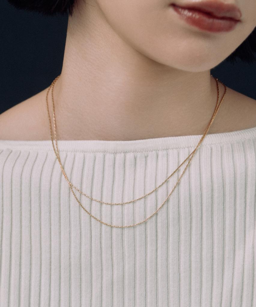 Novice Tokyo Overlap Chain Necklace 2 Set [Stainless] / Gold
