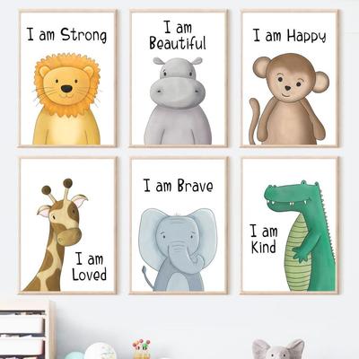 Lion Giraffe Elephant Hippo Crocodile Safari Nursery Wall Art Canvas Painting Posters And Prints Decor Pictures Baby Kids Room