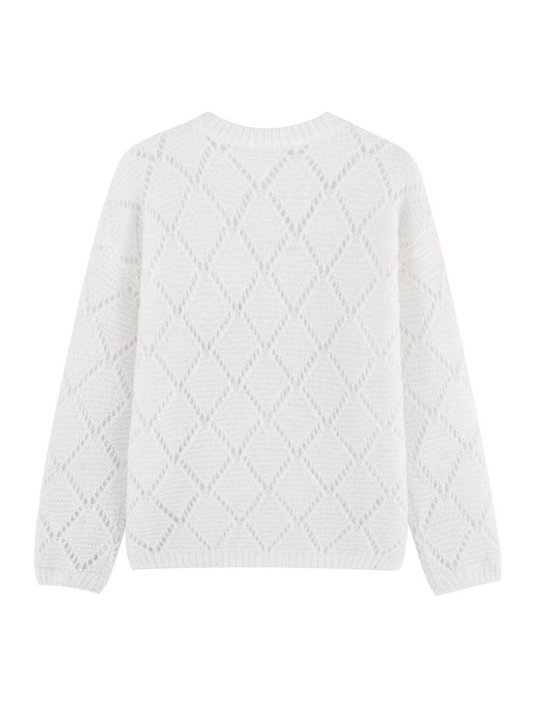 European & American White Heavy Knit Round Neck Sweater - Women's Casual Autumn/Winter Fashion 2026 Arrival