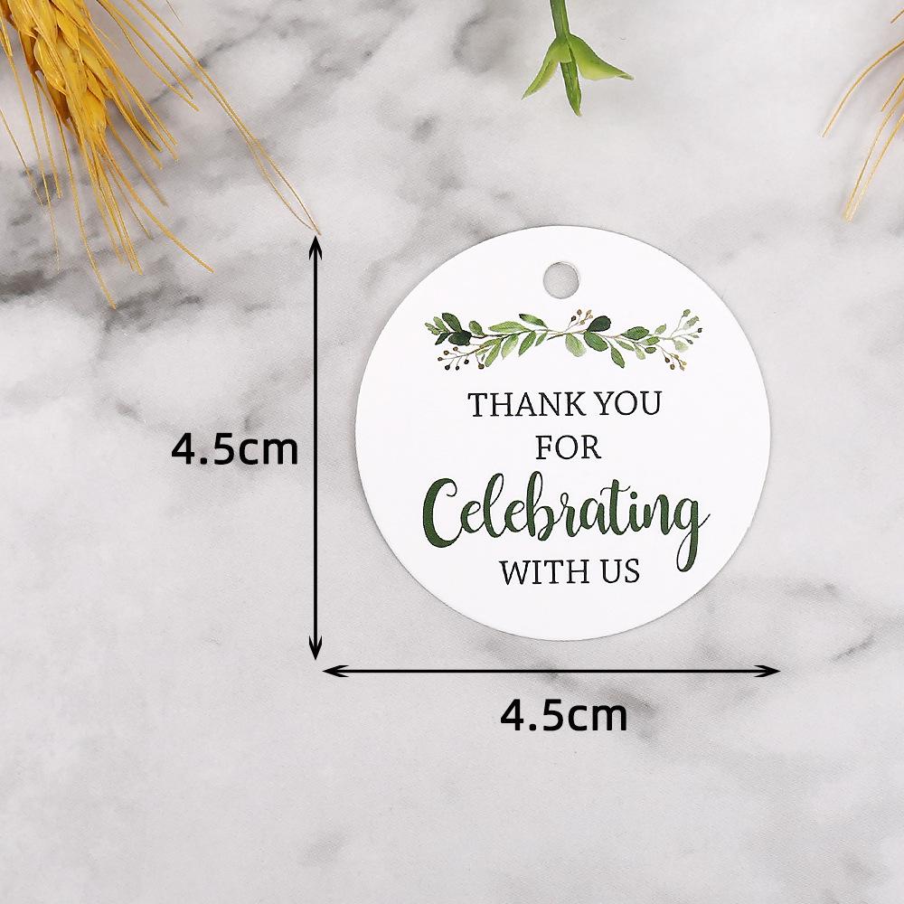 Waldgrüne Blatt-Geschenkanhänger, 4,5 cm rund - Dankeschön-Anhänger für Verpackungen