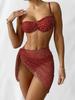 2025 Multicolor Leopard Mesh Skirted Swimsuit with Steel Underwire and Sexy Hollow Out, Three-Piece Bikini