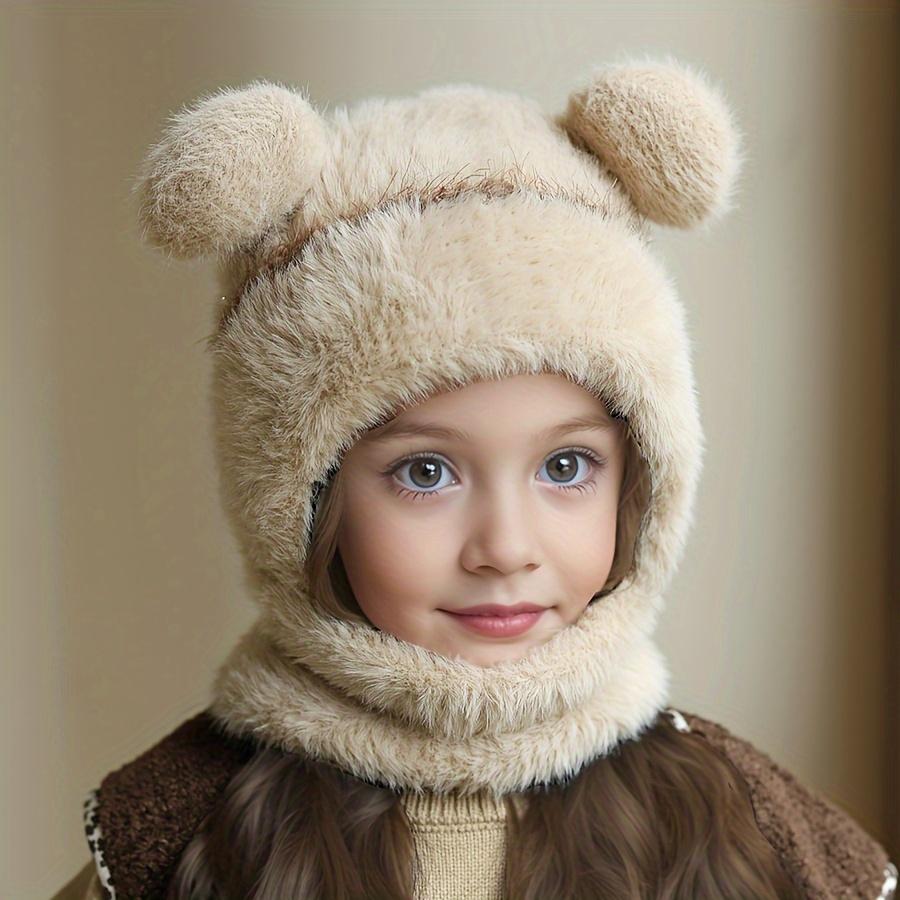 Căciulă și Fular pentru Iarnă Potrivite Atât pentru Băieți, Cât și pentru Fete, Având un Design Cald și Gros care Combină o Căciulă și Protecție pentru Gât