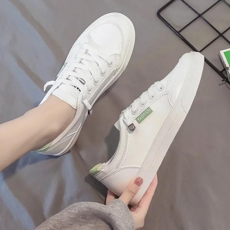 Outdoor Walking Trainers Women Running Shoes Summer White PU Leather Lace-Up Breathable Jogging Casual Sneakers De Mujer