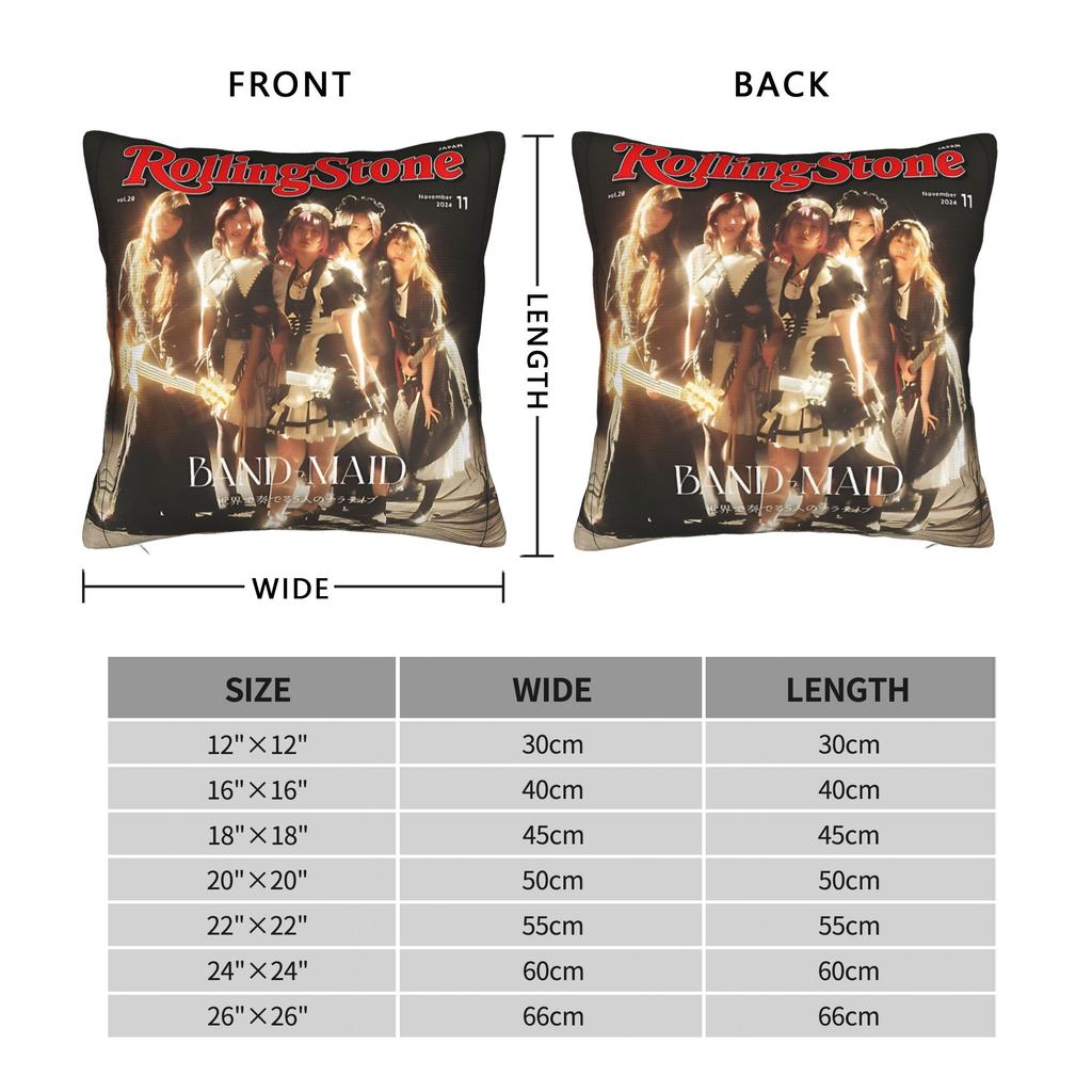 Band Maid Announcements Square Pillow Cases  Cushion Cover Creative Zippered Decorative Pillowcase for Home 18"