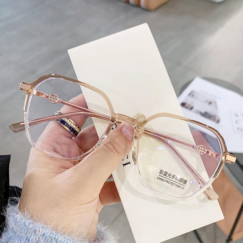 Tr90 Glasses Frame Trendy Plain Glasses Frame, Flat Glasses Retro Anti-Blue Glasses Women 2170