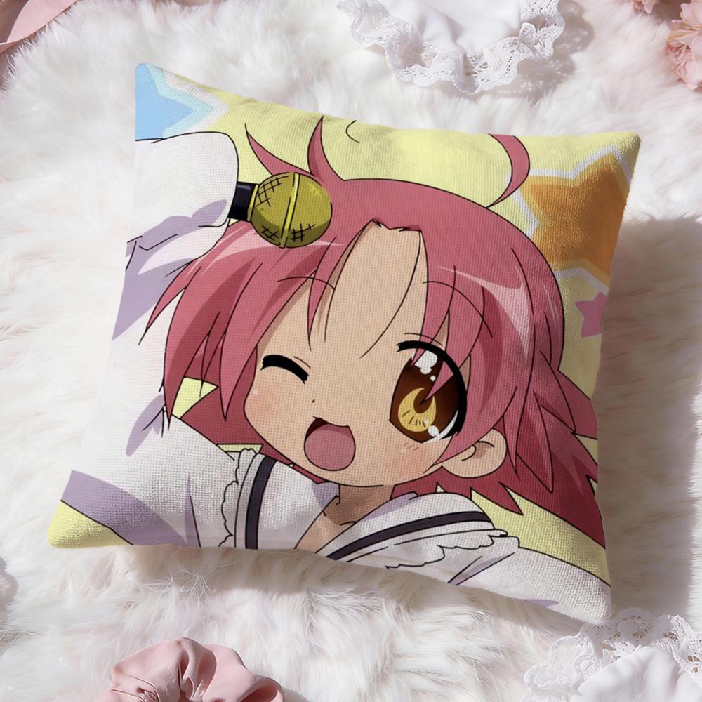 L-Lucky Star Anime Cushion Cover Premium Comfort Reversible Pillow Cove -Two In One Design for Any Room & Car Interior