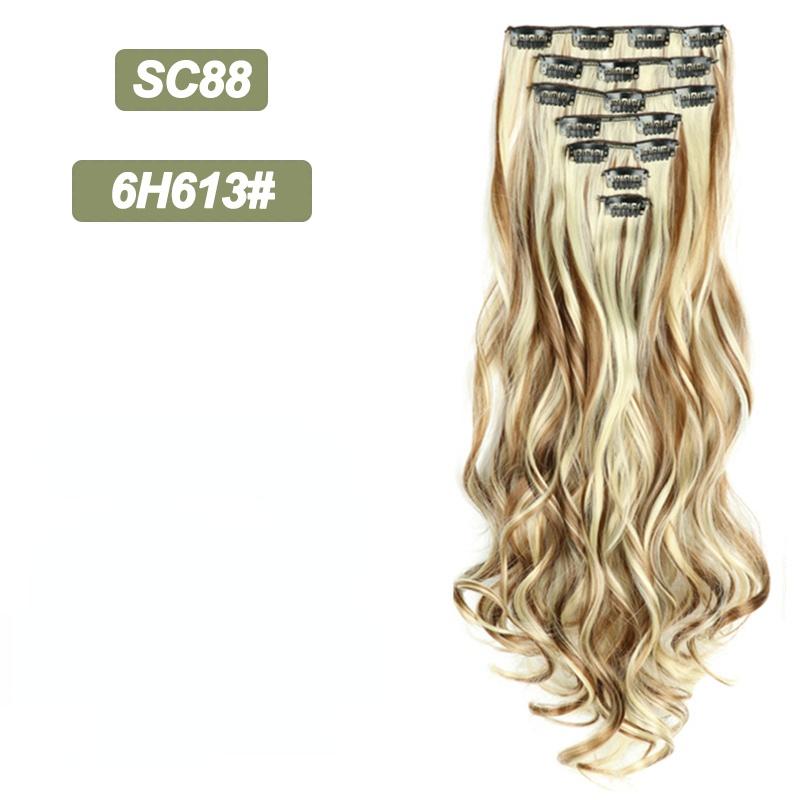 MISSQUEEN Long Wavy Ombre Hair Extensions 16 Hairpins Clipped In The Hair Extensions To Synthesize A Heat Resistant Thick Wig