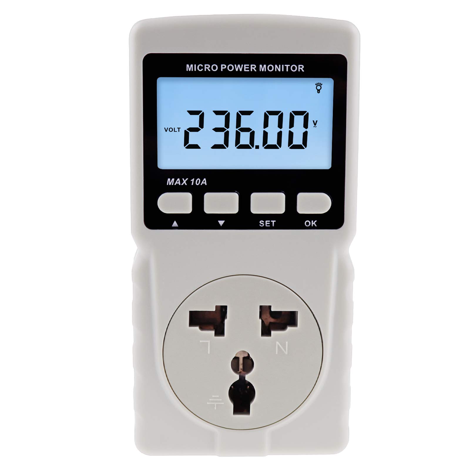 

GAIN EXPRESS Electricity meter Watt monitor Power display Power consumption Accumulated electric energy Accumulated time CO2 emissions Japanese білий