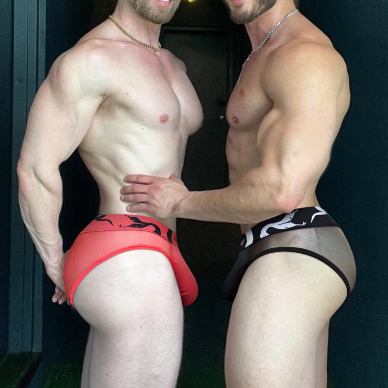 Ice Silk Transparent Underwear Stitching Large U Pouch Men's Briefs Sexy Low Waist Convex Underpants Man Sports Panties