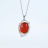 Natural Crystal Stone Pendants Necklaces Oval Bead Healing Pink Quartz Jewelry for Women Oval Shape Charms Metal Alloy Pendant