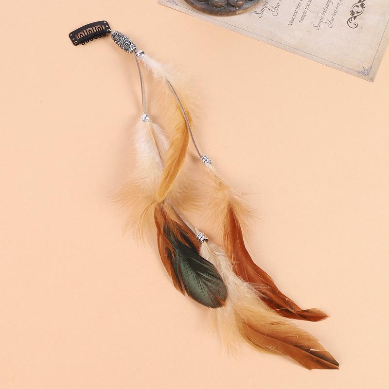 Bohemian Feather Hairband Women'S Festive Masquerade Carnival Hippies Costume Indian Prom Gypsy Long Tassel Hair Accessories