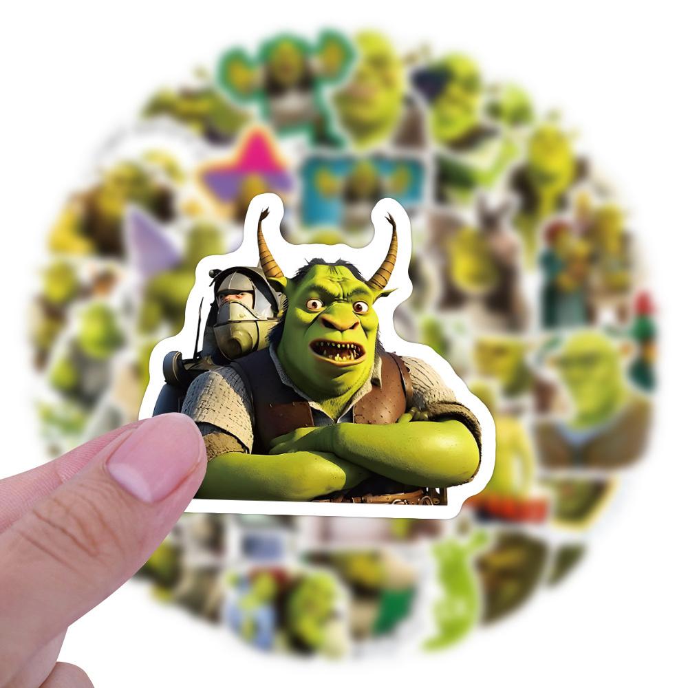 50 Stück Filmmonster Shrek Aufkleber Graffiti Spielzeug PVC Wasserdicht Laptop Koffer Gitarre Cartoon Abziehbilder Dekoration Geschenke