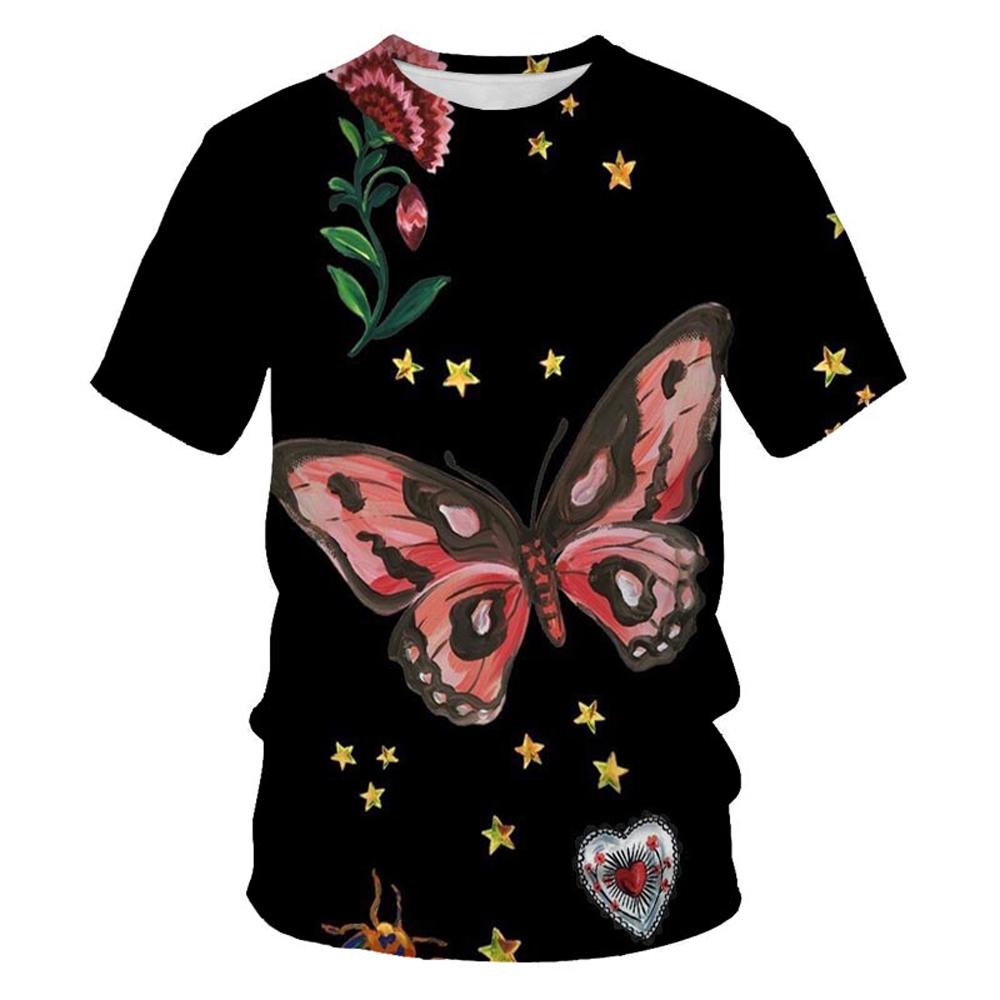 

Летние новые модные мужские футболки с рисунком «Цветы и бабочки» 3D Личность Тенденция Хип-хоп Футболка с принтом Футболки с короткими рукавами Топ 5XL