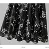 Geblümter Halbrock Sommer Hohe Taille Schlankmachend Weiter Weiß Bedruckter Rock A-Linie Chiffon Midilanger Rock