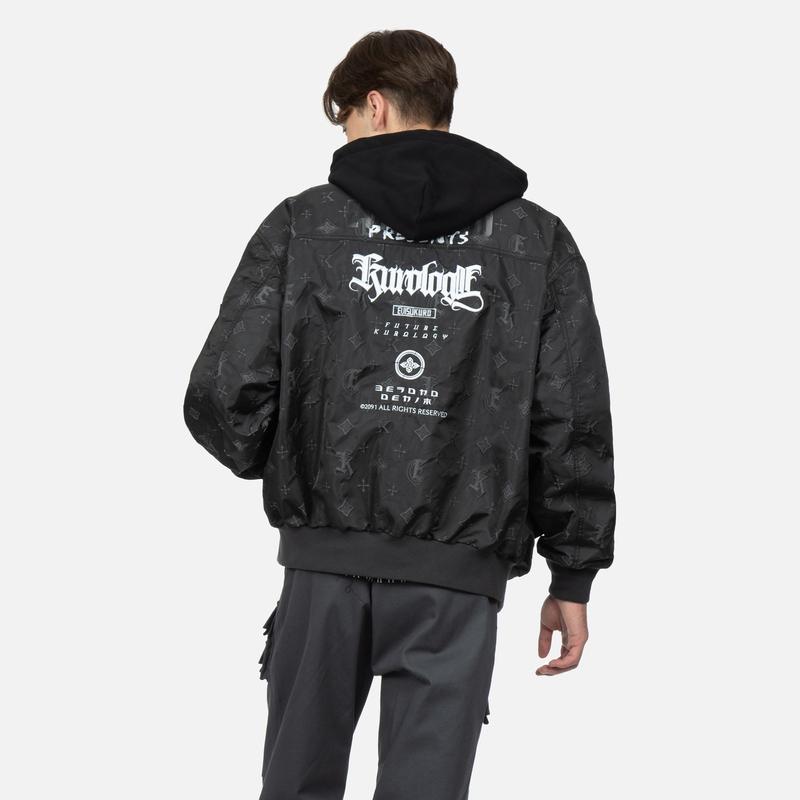 EVISU Jackets Men's Black Baseball Collar Moderate Pilot 2EAGNM3JK5196LFPN
