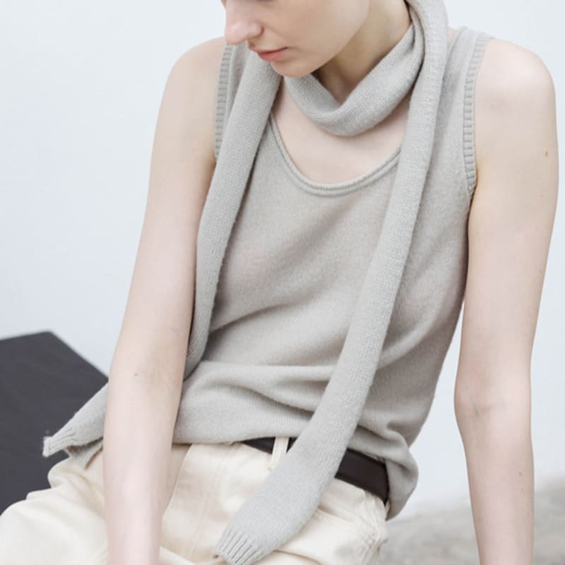 Tageechita TG_Basic Wool Narrow muffler_LIGHT GRAY